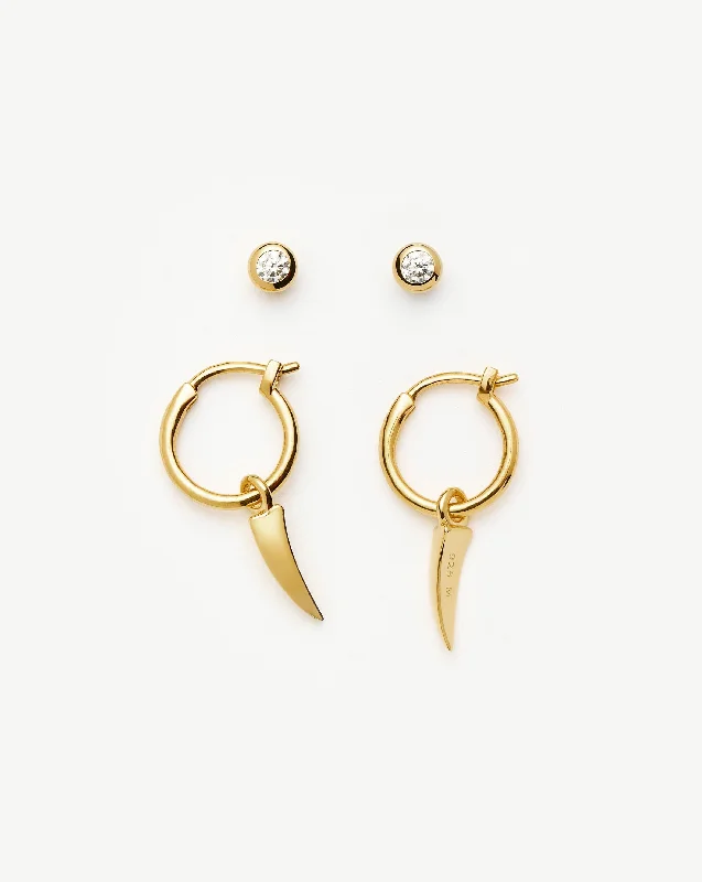 Claw Hoop & Stud Earring Set | 18ct Gold Vermeil