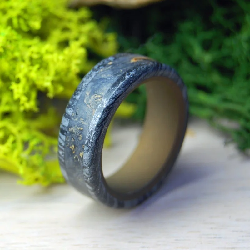 Interwoven Fates | Men's Black Box Elder Wood & Black Titanium Wedding Ring