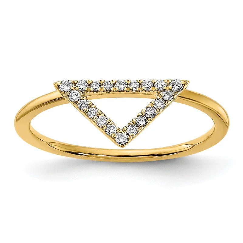 14k Yellow Gold Polished Diamond Triangle Ring