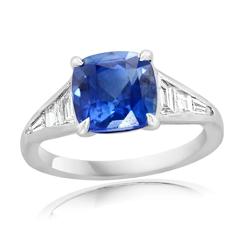 Statement Sapphire and Diamond Ring in Platinum