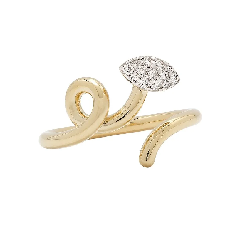 Baby Vine Pave 9K Gold Ring w. Diamonds 16ct