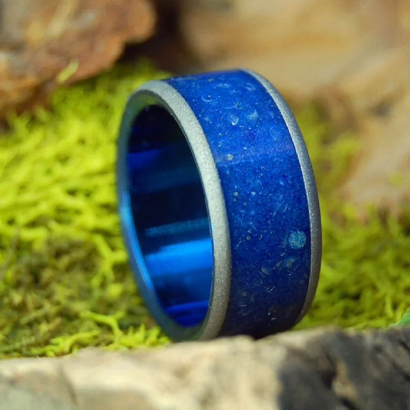 Outer Banks | Men's Outer Banks Beach Sand, Night Sky Concrete Resin & Titanium Wedding Ring