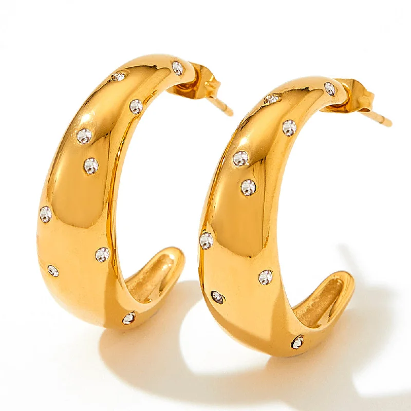 Cashew Diamond Studded Hoop Earrings