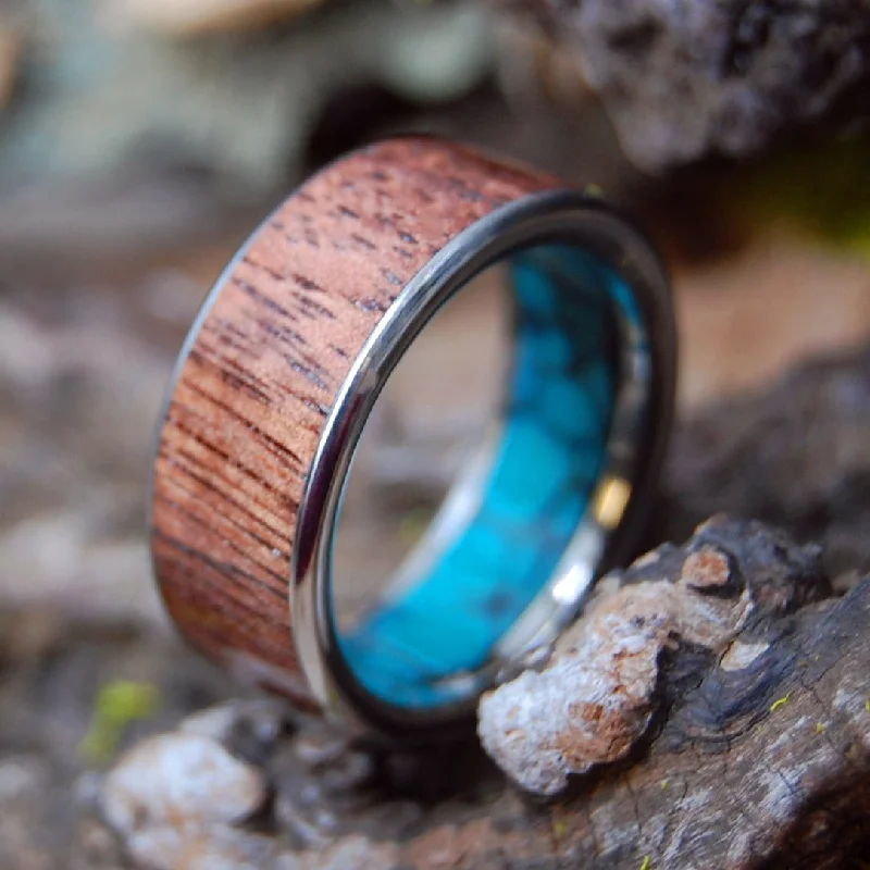 Koa To The Sea Plus | Men's Turquoise, Koa Wood & Titanium Wedding Ring