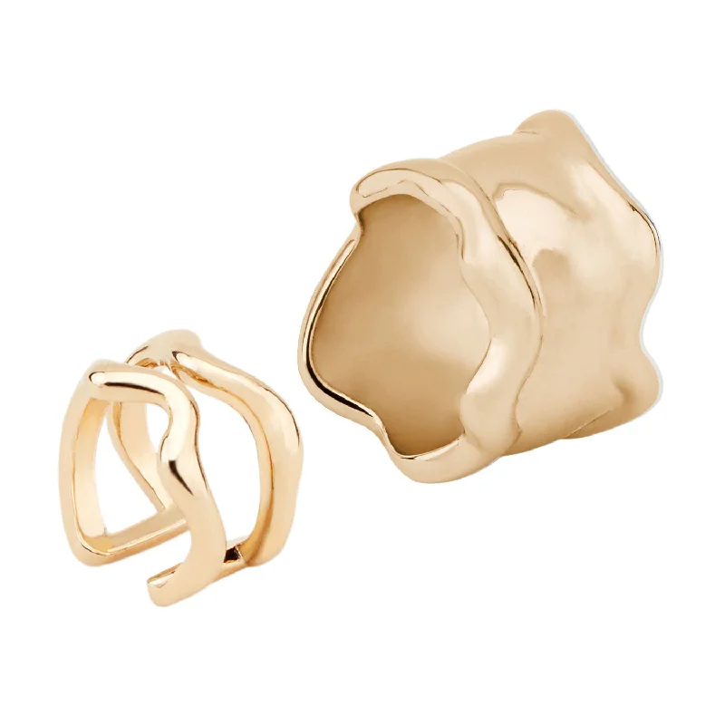 Lava pure - set of two Gold Plated Rings