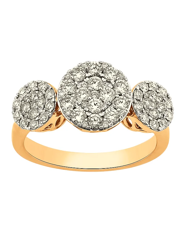 Diamond Ring - 14ct Yellow Gold Diamond Set Trio Ring - 785006