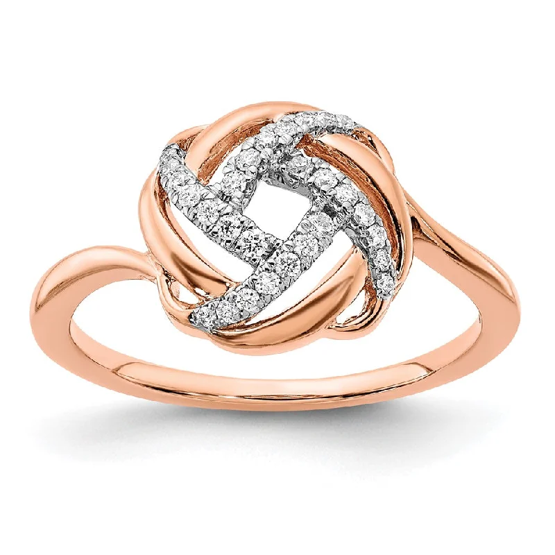 14k Rose Gold Polished Diamond Love Knot Ring