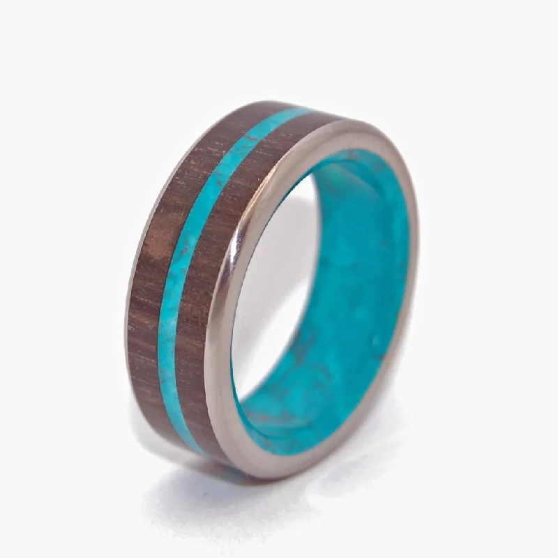 Bog King | Men's Bog Oak, Chrysocolla Stone & Titanium Wedding Ring