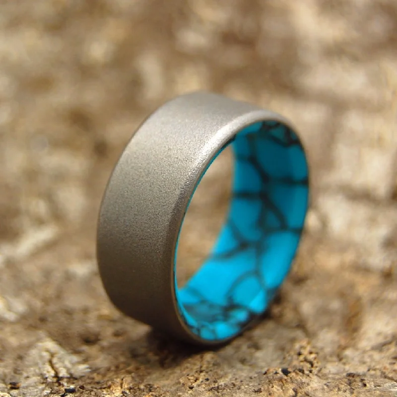 Turquoise & Titanium Birthstone Ring | Men's Turquoise & Titanium Wedding Ring