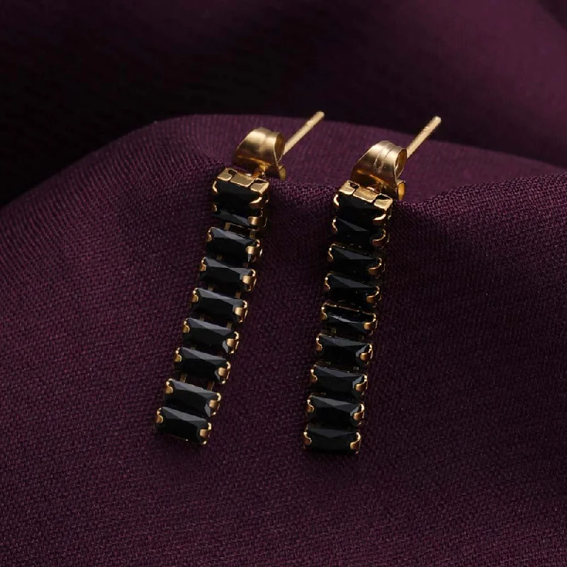 Black Emerald Drop Earring