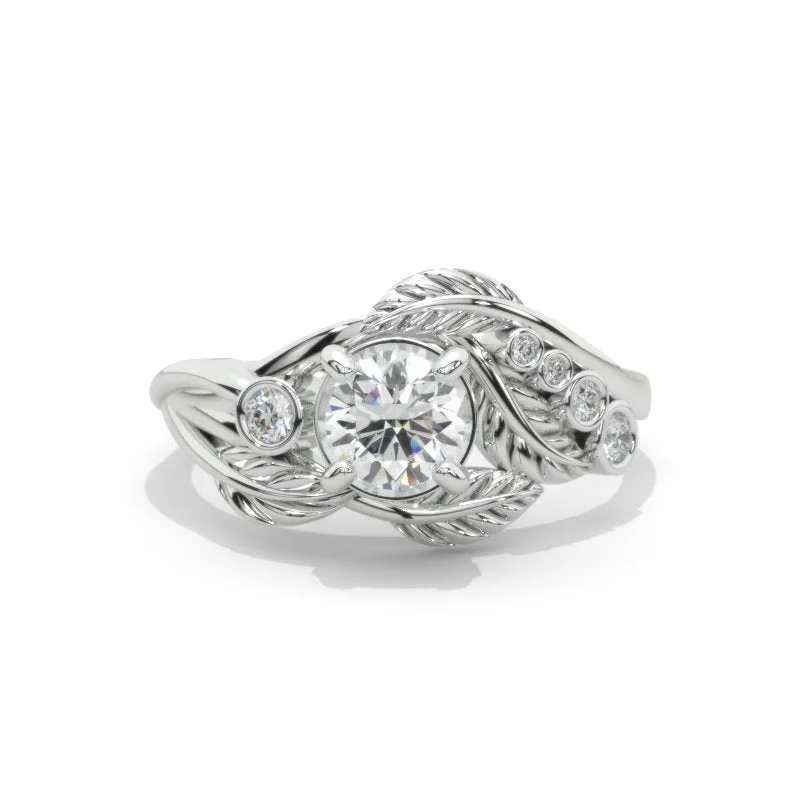 1 Carat Giliarto Moissanite White Gold Engagement Floral Ring