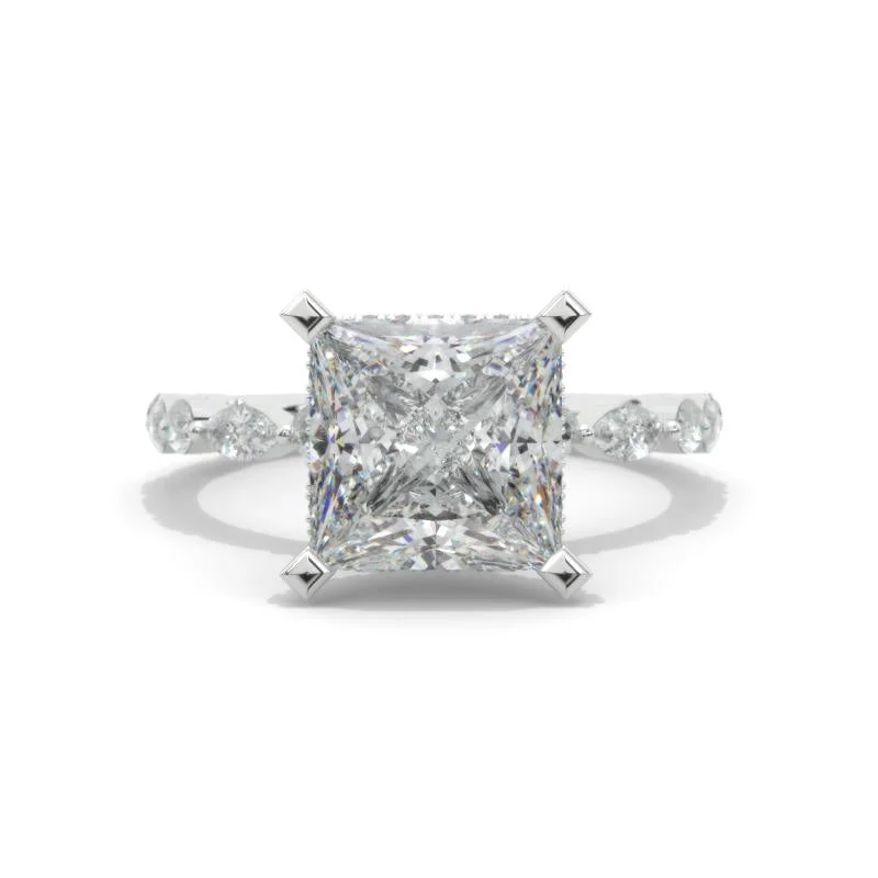 Princess Cut Moissanite White Gold Giliarto Engagement Ring