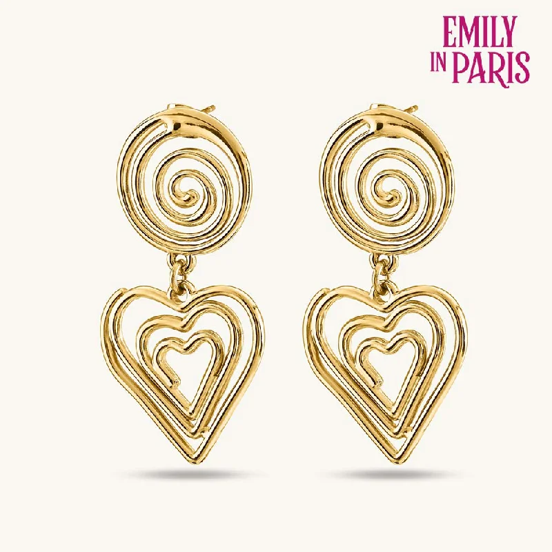 Swirling Hearts Gold Drop Earrings