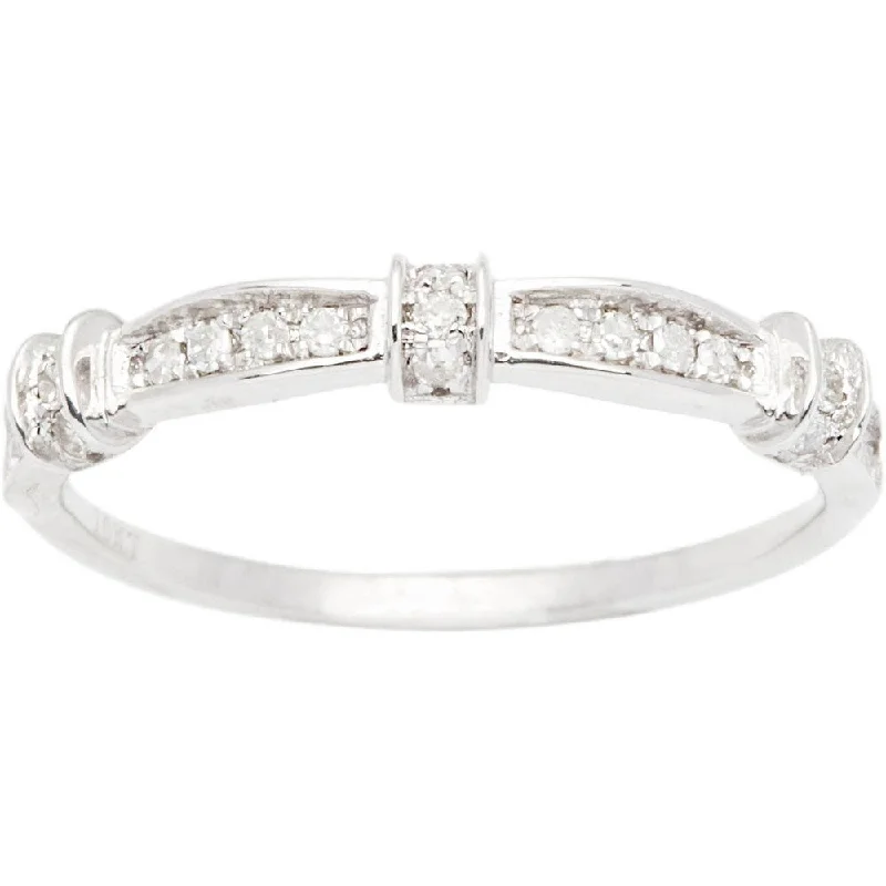 10k White Gold 1/5ct Contoured Diamond Band