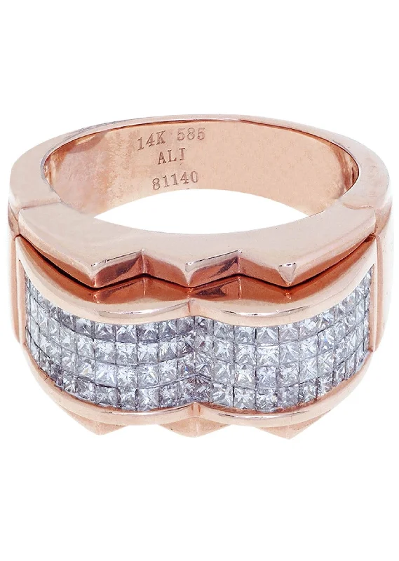 Rose Gold Mens Diamond Ring / Pinky Diamond Ring| 1.48 Carats