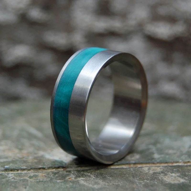 Flora | Men's Green Marbled Resin & Titanium Wedding Ring