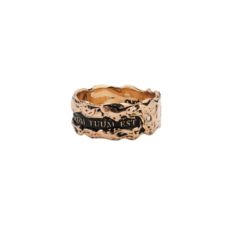 My Heart Is Yours Wide 14K Gold Stone Set Textured Band Ring