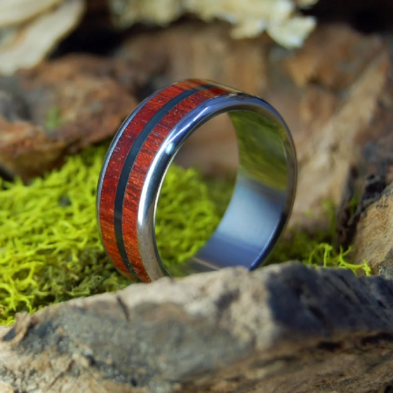 Blood & Stone | Men's Onyx Stone, Blood Wood & Titanium Wedding Ring