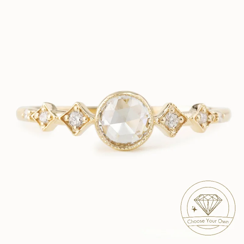 Celeste Ring, Round Rose Cut Diamond