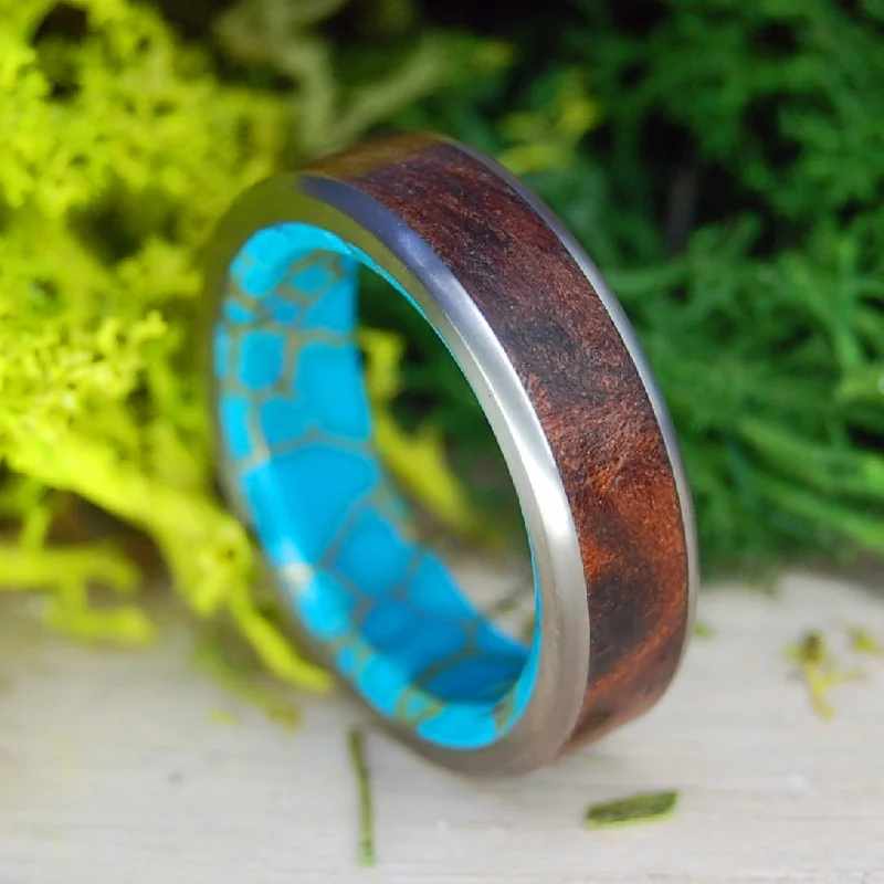 Whole Lotta Love | Men's Redwood, Tibetan Turquoise & Titanium Wedding Ring