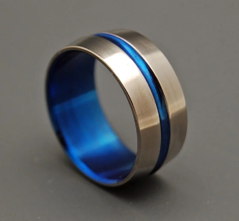 Blue Signature Ring | Men's Blue Anodized Titanium Wedding Ring