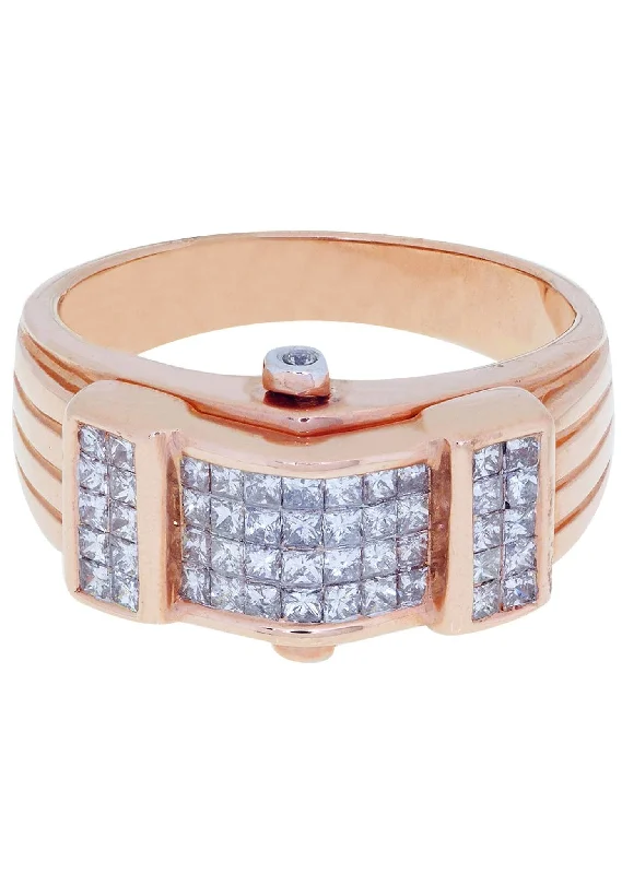 Rose Gold Mens Diamond Ring / Pinky Diamond Ring| 0.92 Carats