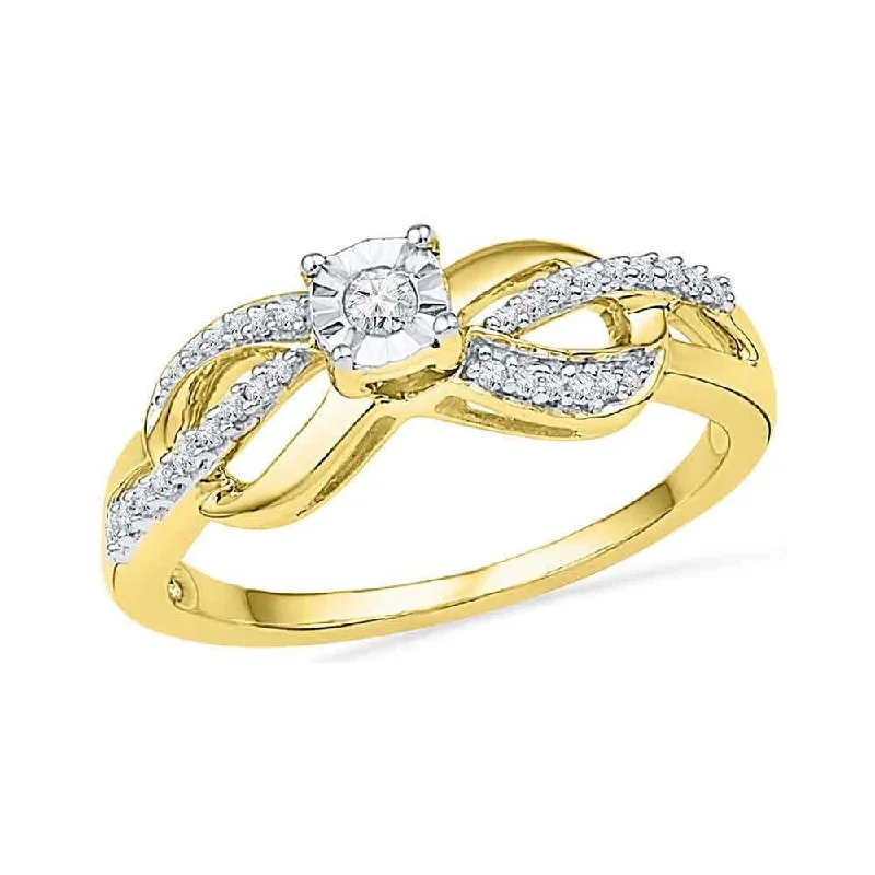 10k Yellow Gold Womens Round Diamond Solitaire Infinity Promise Ring (1/6 Cttw, G-H Color, I2-I3 Clarity)