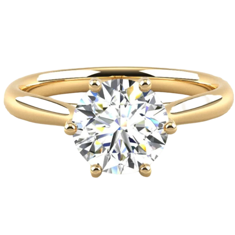 Fairtrade 18ct Yellow Gold Six Claw Solitaire Lab Diamond Engagement Ring