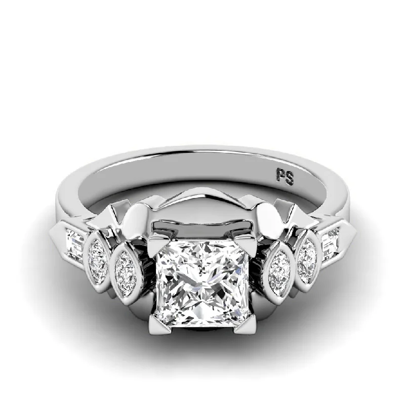 0.60-1.75 CT Baguette & Marquise & Princess Cut Diamonds - Engagement Ring