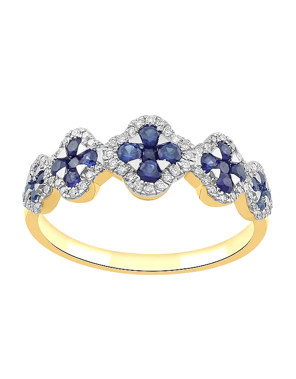 Sapphire Ring - 10ct Yellow Gold Sapphire & Diamond Ring - 787993