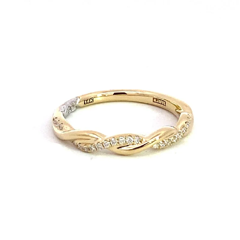 14K Yellow Gold Twist Diamond Band