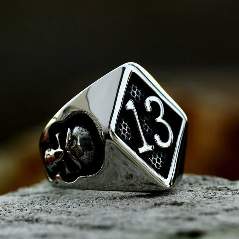 Men's Punk Number 13 Skull Ring