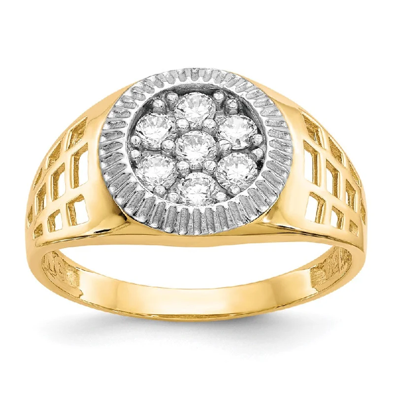 10k Yellow Gold w/Rhodium Men'S CZ Cluster Ring