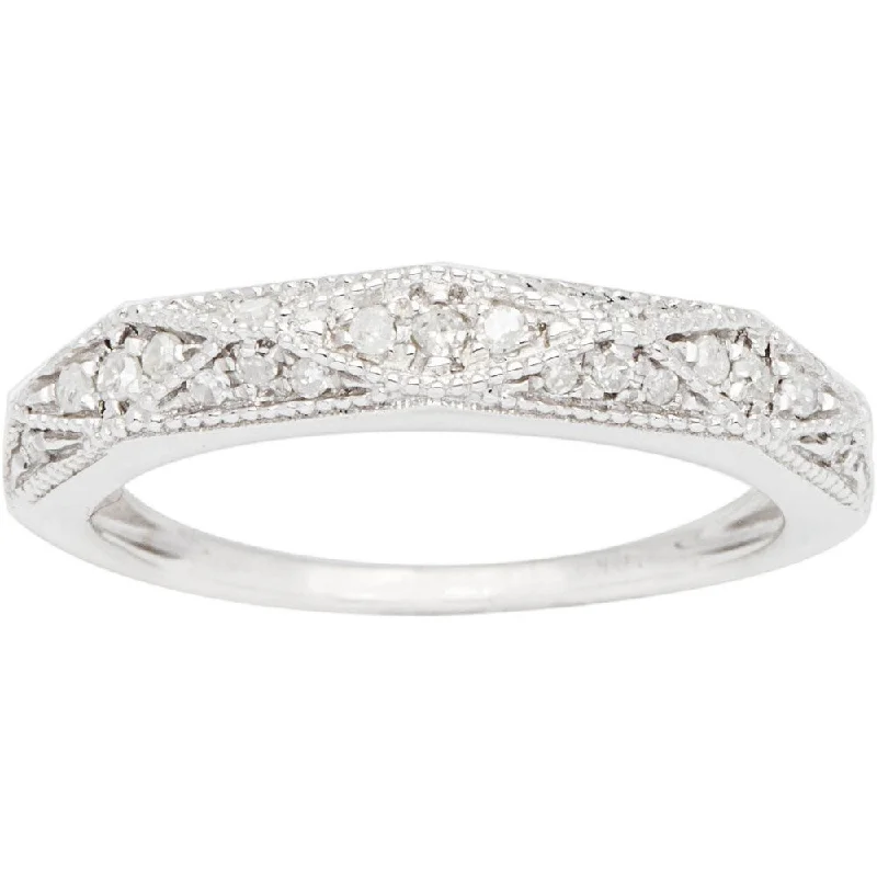 10k White Gold 1/3ct White Diamond Pave Milgrain Band