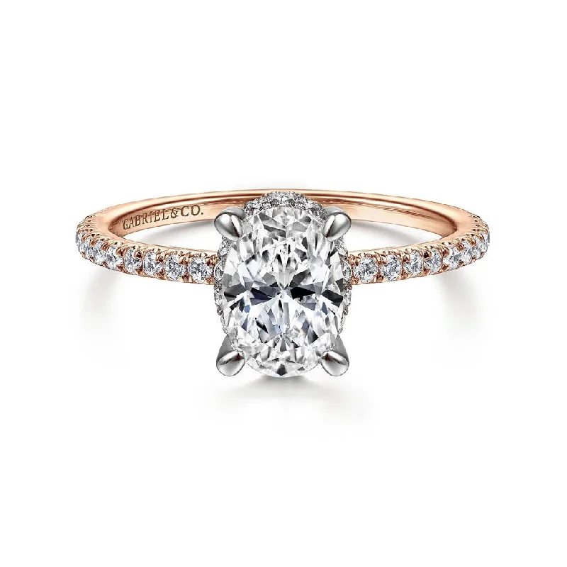 14K Rose And White Gold 'Hart' Hidden Halo Diamond Engagement Ring