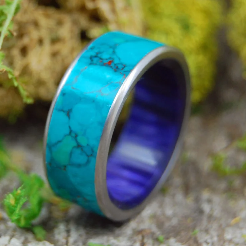 L'aurore | Men's Chrysocolla, Purple Resin & Titanium Wedding Ring