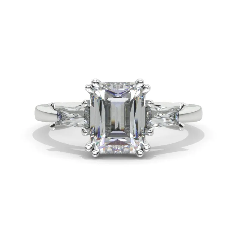 3 Carat Giliarto Emerald Cut Moissanite Three-Stone  Engagement Ring