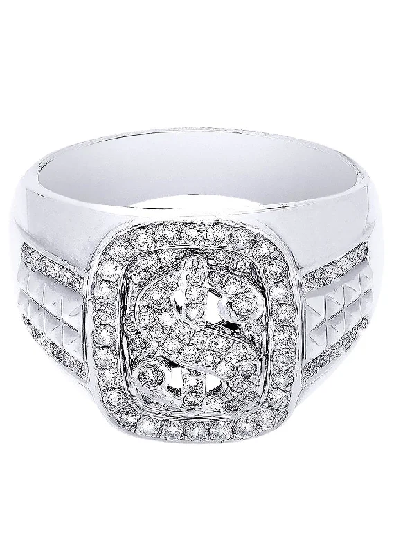 White Gold Mens Diamond Ring| 0.86 Carats| 11.07 Grams