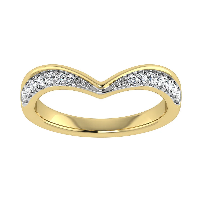 14K Yellow Gold 1/10 Ct.Tw. Diamond Chevron Band