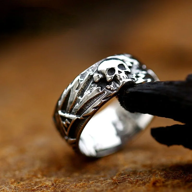 Men's Punk Skull Head Ring