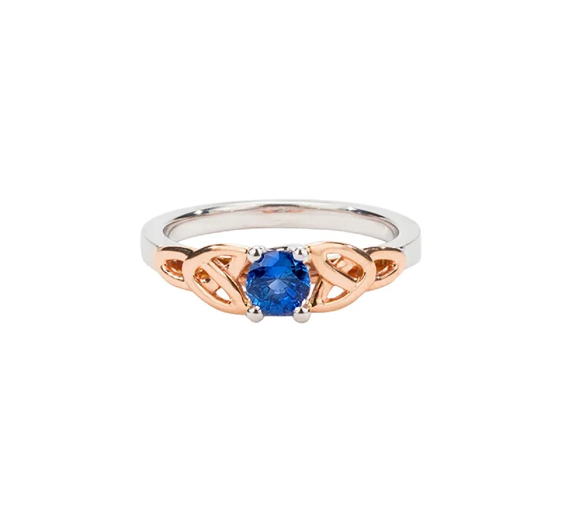 14k White and Rose Gold with 0.29ct Blue Sapphire Trinity Ring