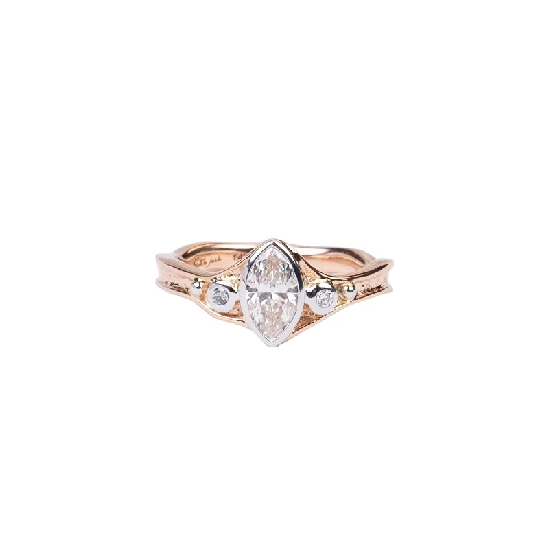 14k Rose and White Gold Marquise Certified Lab Grown Diamond Rocks 'n Rivers Ring