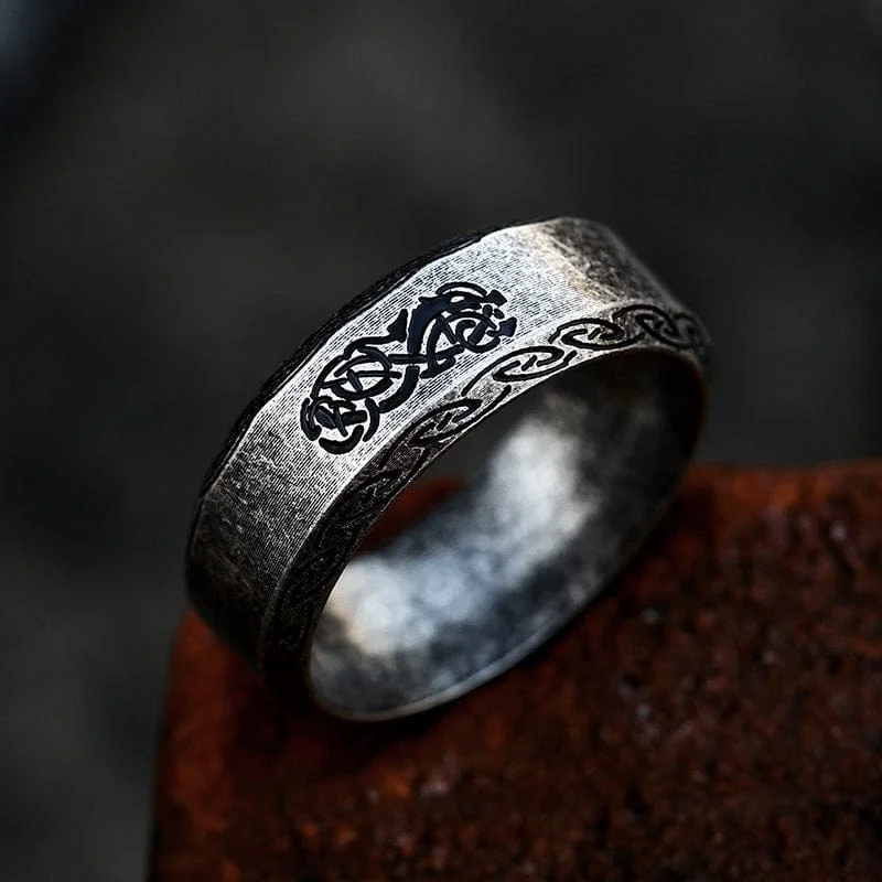 Men's Punk Rune Engraved Ring