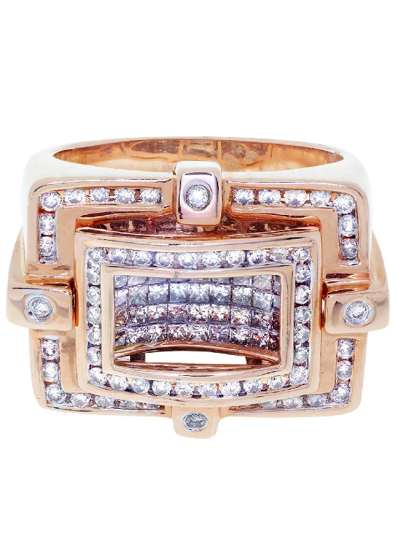 Rose Gold Mens Diamond Ring / Pinky Diamond Ring| 1.62 Carats