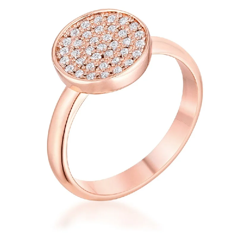 0.2ct CZ Rose Gold Pave Circle Ring - Rose Gold