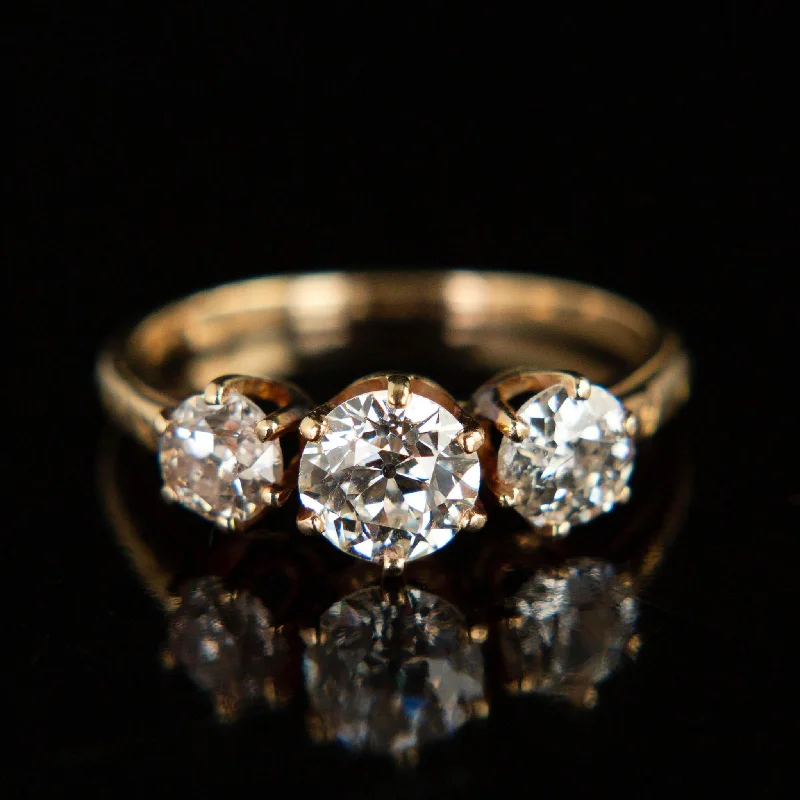 3 Stone Diamond Ring | 14k Yellow Gold | Circa 1910