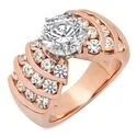 2 Carat Round Highest Quality Cubic Zirconia Rose Gold Engagement Ring