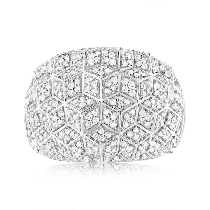 9ct White Gold 1/2 Carat Diamond Ring with 290 Round Brilliant Cut Diamonds