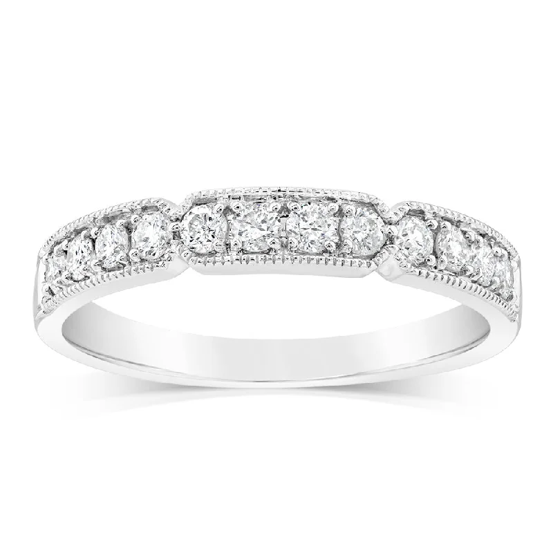 9ct White Gold Channel Set Ring in 0.30 Carat Natural Diamonds