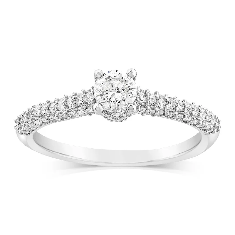 9ct White Gold Fancy Brilliant Cut Ring in 0.60 Carat Natural Diamonds